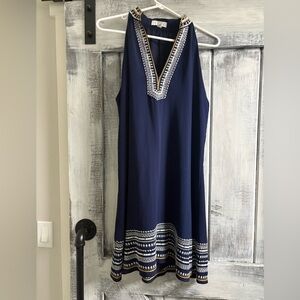 THML Navy Dress with Gold and White Accents